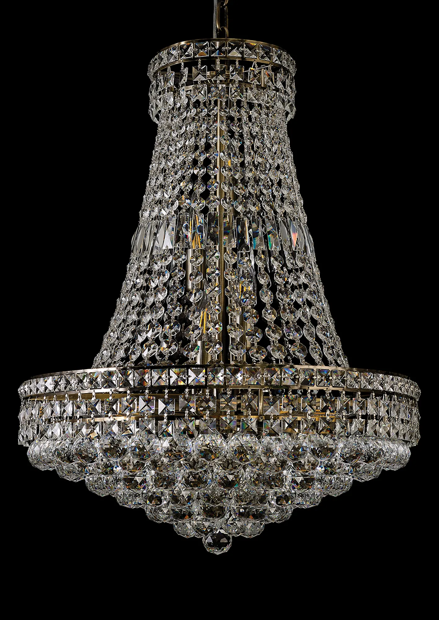 Frances Crystal Chandelier 14 Light (19.8kg) Antique Brass IL32091  Diyas Frances
